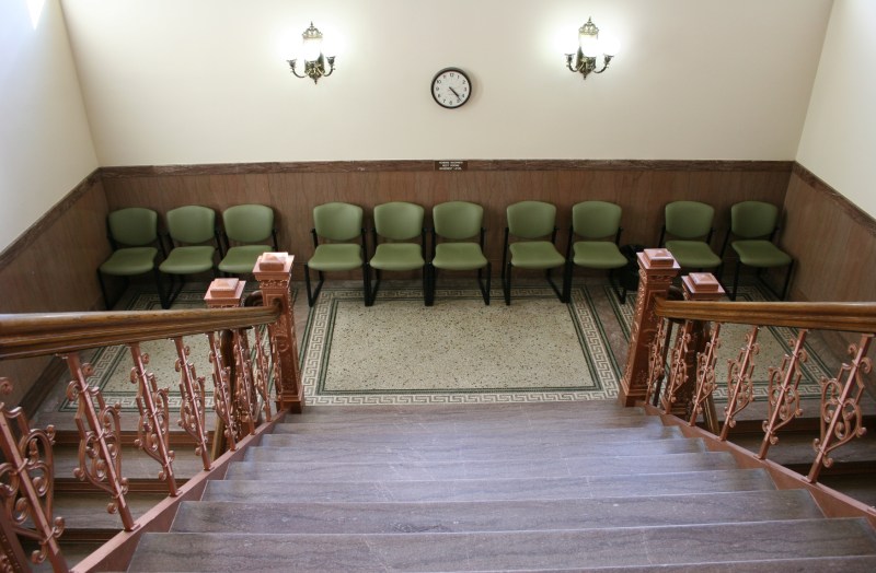 Public space along the impressive stairway.