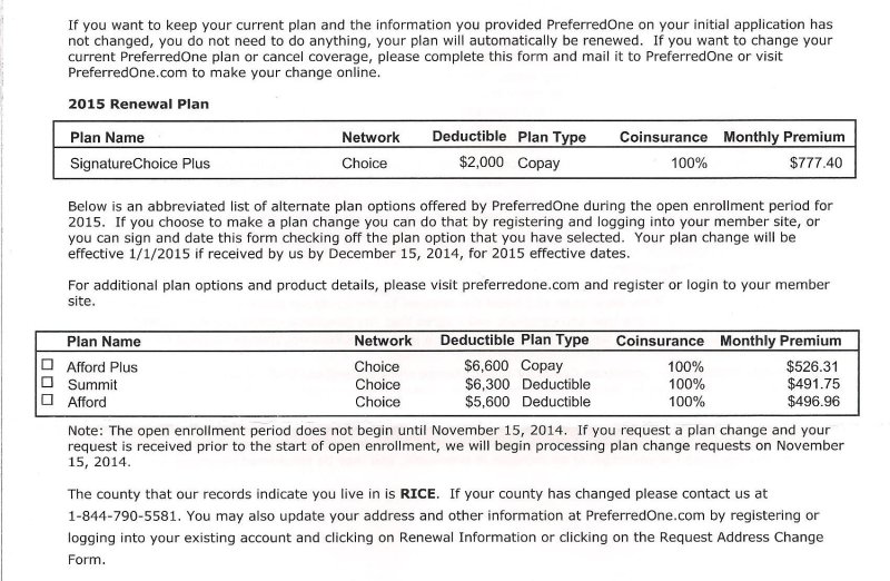 Some of my choices if I stay with PreferredOne.