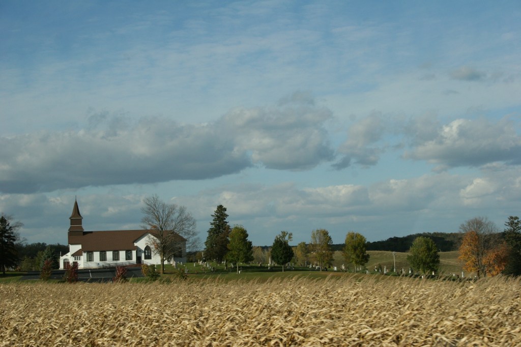Rural, country church and cemetery