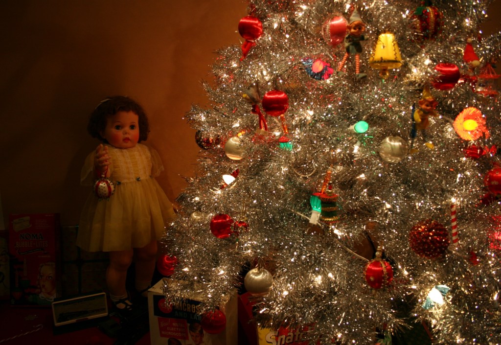 In the '50s section of the exhibit, a Christmas tree with coveted toys of the decade.