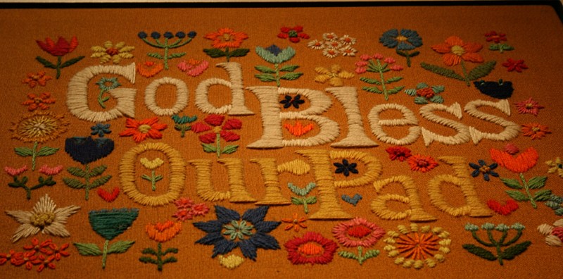 I cherish the blessings of family and home more than anything. I spotted this needlework in the 1970s portion of the exhibit.