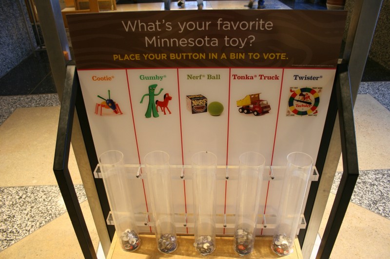 As we left the museum, we voted for our favorite Minnesota made toy. My daughter and I voted for Cootie. Our husbands chose Tonka.