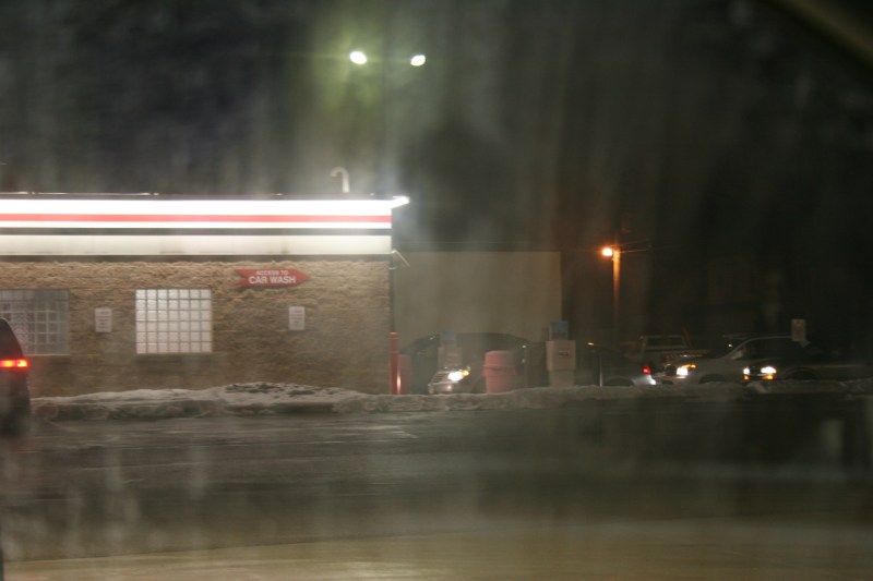 Before we headed over to the car wash, I snapped this photo through the dirty driver's side window.