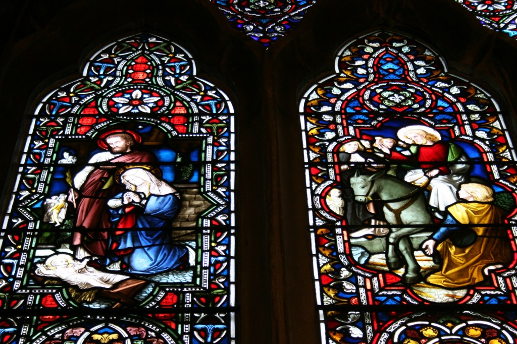 Two behind-the-altar windows up close.