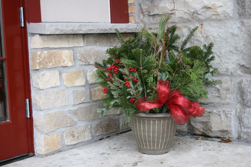 A touch of Christmas outside the front entry.