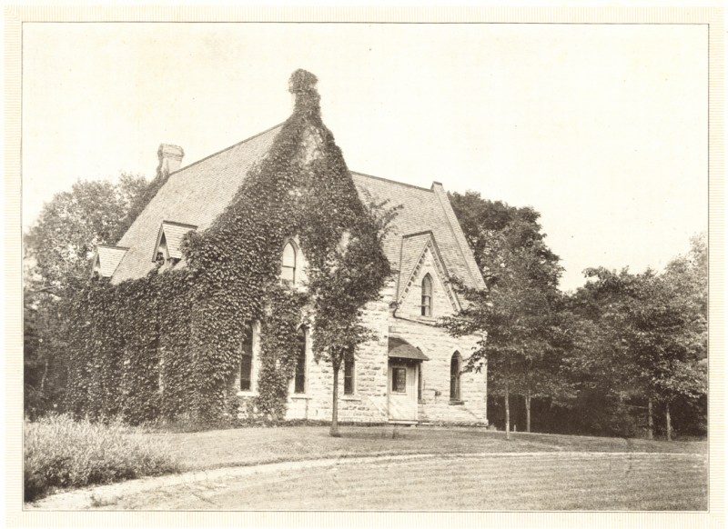 BUILT: The original part of the building was constructed in 1871 as the library for Seabury Divinity School. When the school relocated, the building was sold to Shattuck School and a small wing was added to the east. The building became Phelps Cottage, serving as a boys' dormitory. Photo courtesy of Shattuck-St. Mary's School.