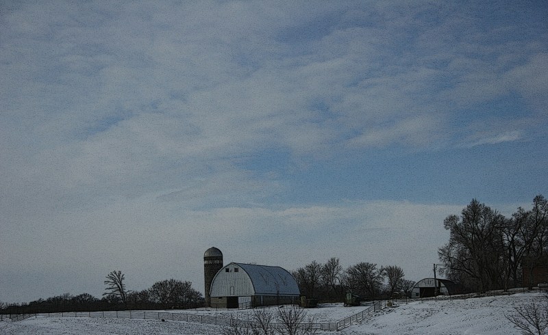 A rural scene along Interstate 35 north of the Northfield, Minnesota, exit.