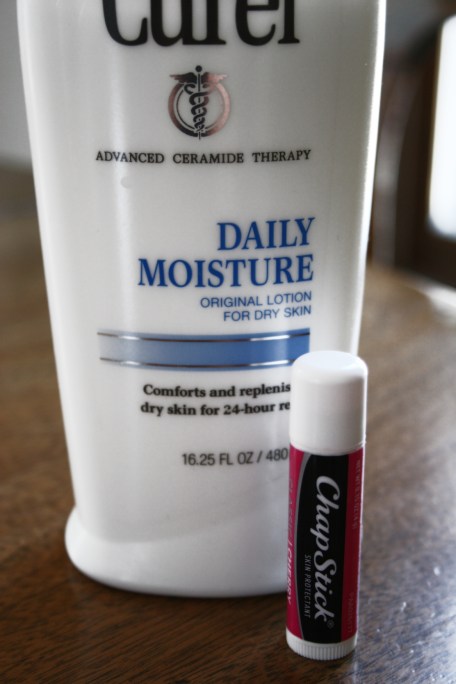 Winter necessities: lotion and Chap Stick.