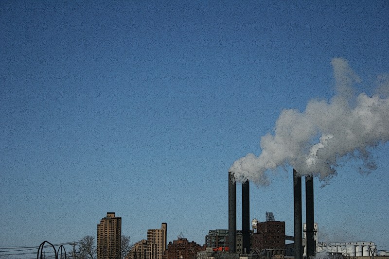 Steam hangs heavy in the air during cold spells.