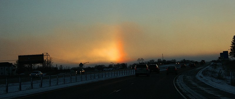 Another sun dog, photographed just before the first Interstate 35 exit southbound into Faribault.