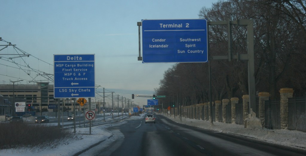 Fort Snelling Cemetery lies to the right as we near Terminal Two.