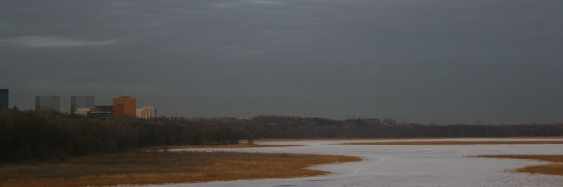 Crossing the Minnesota River Valley on Cedar Avenue.