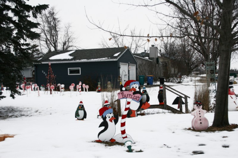 A snippet of the Christmas decorations on the Butler property.