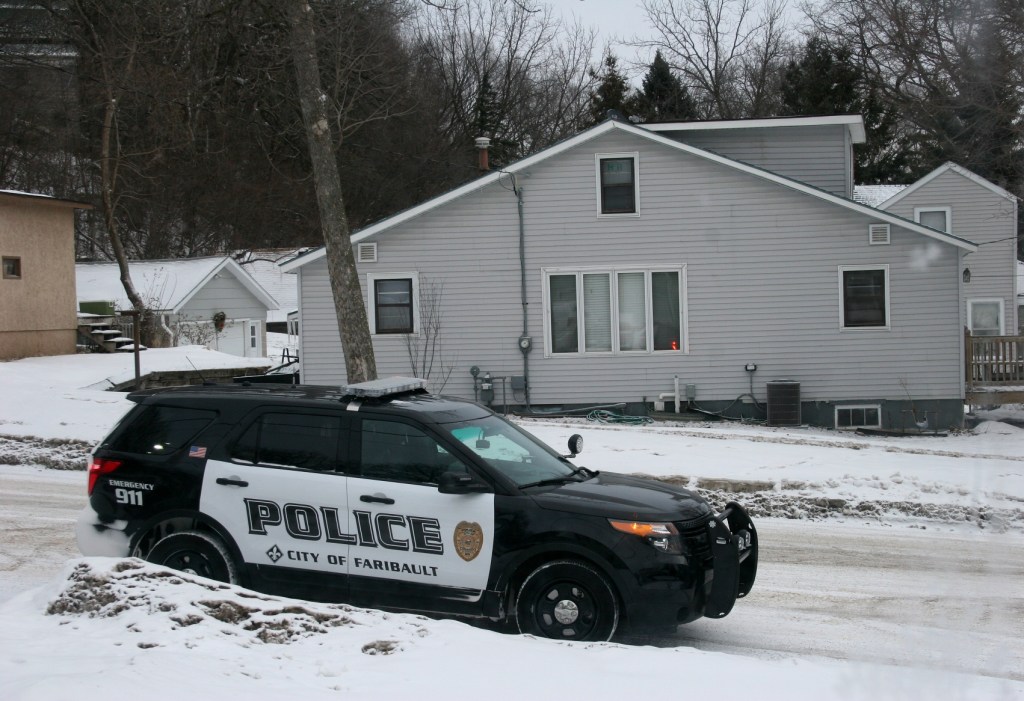 A Faribault police officer arrives within minutes.