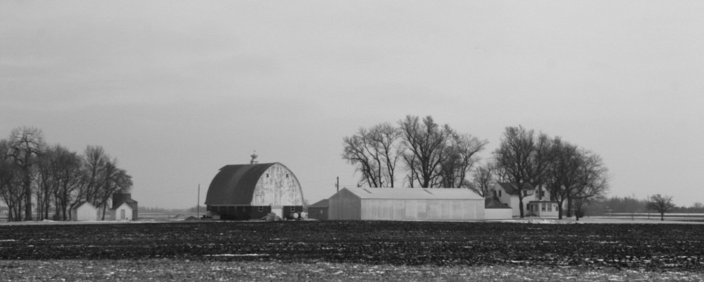 Farm fields lie exposed in this shot along U.S. Highway 14 west of Mankato.