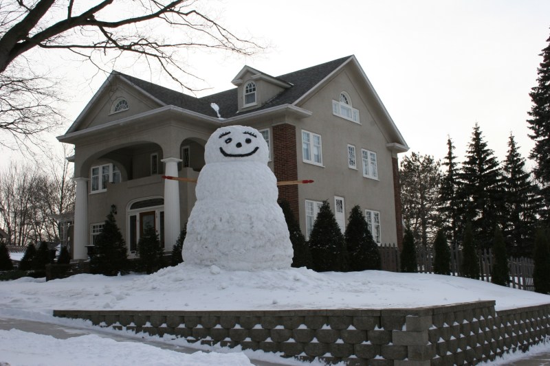In the Hoisington family's Faribault yard, this snowman is sure to make you smile.
