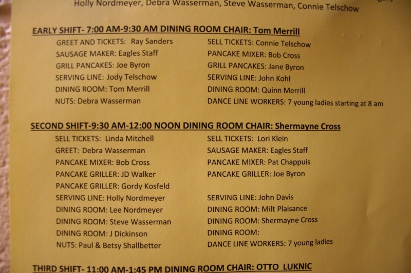 A snippet of the long list of volunteers.