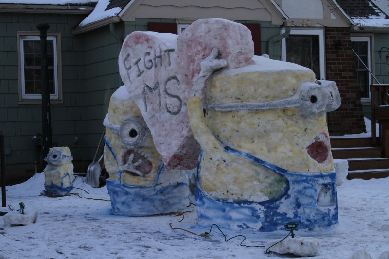 Snow sculpture, Minions close-up
