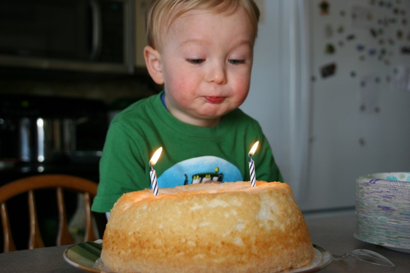 And Landon worked on blowing out those two candles.