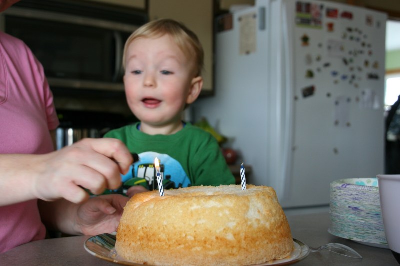 But then his mom removed all but two of the candles and lit them.