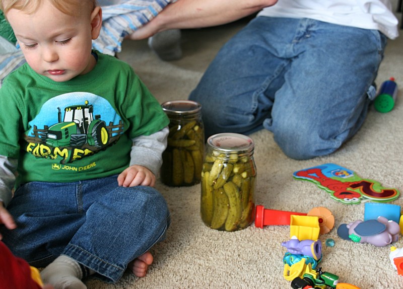 Landon loves his grandma's pickles and wanted some for his birthday. He got two jars. But there was no sharing. I can vouch for the deliciousness of these pickles.
