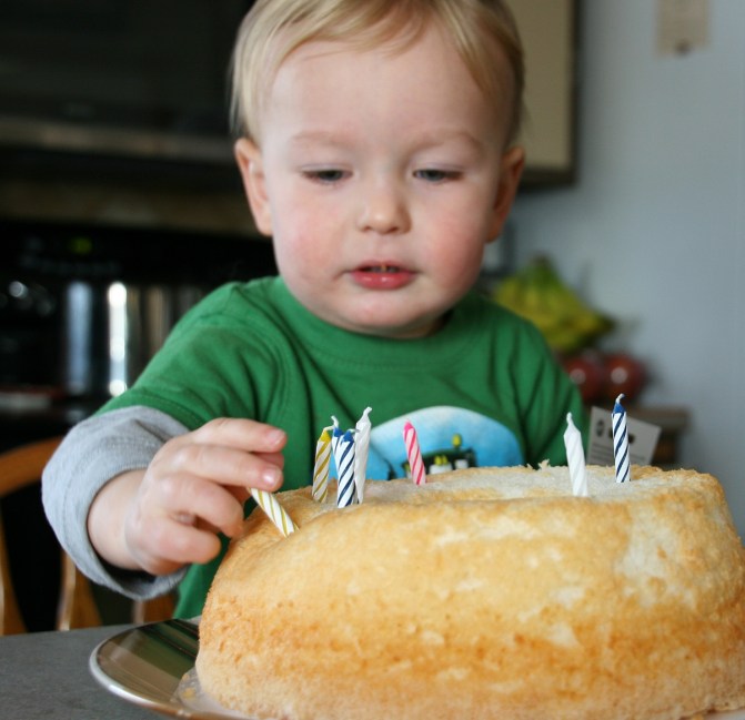 Landon had a lot of fun sticking candles into his cake.