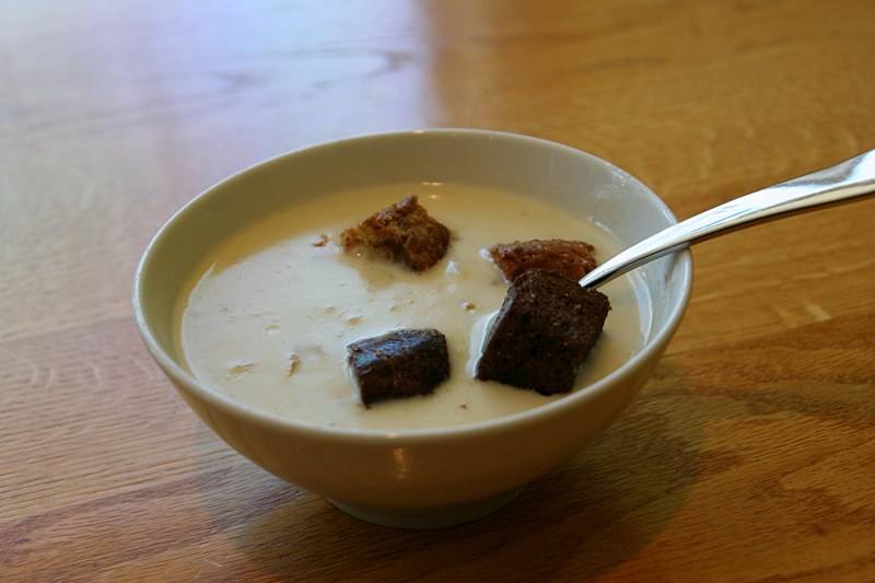 First I enjoyed a bowl of Cream of Artichoke Soup.