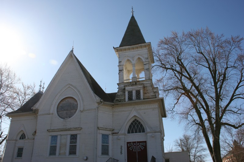Church in West Concord, close-up