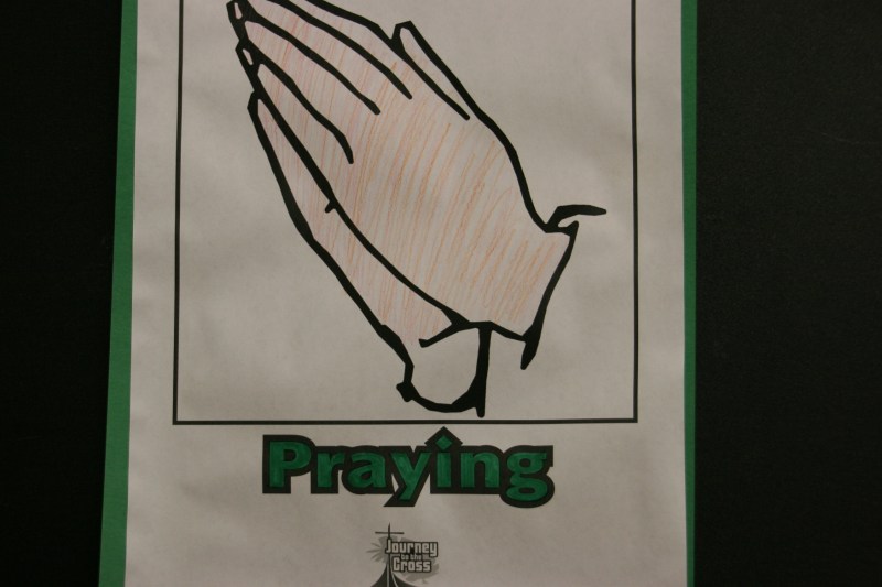 A sign marks the station focusing on prayer.
