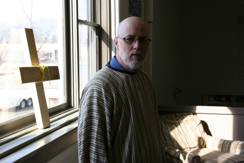 Randy, role-playing a temple worker.