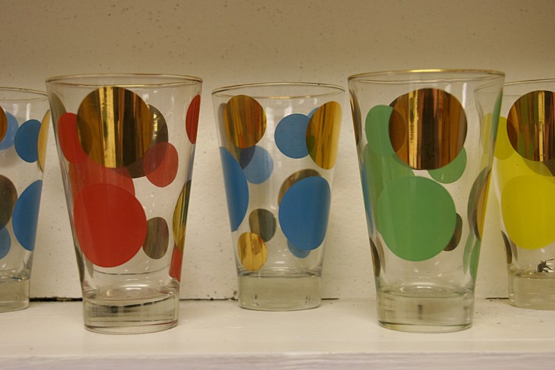 I collect vintage drinking glasses and once had a red spotted one. My Aunt Jeanette has a collection of these. Love.