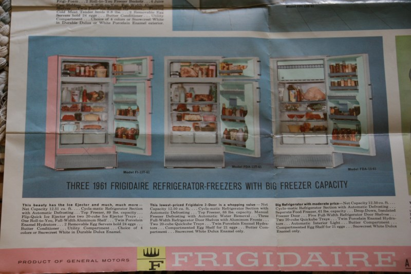 Vintage ads and graphics, like this one for pink Frigidaire appliances, always draw my attention