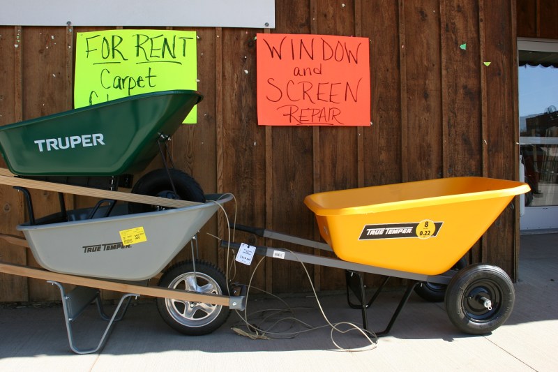 Parked outside Hardware Hank.