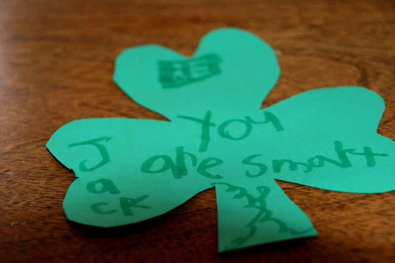 One little leprechaun signed his name.