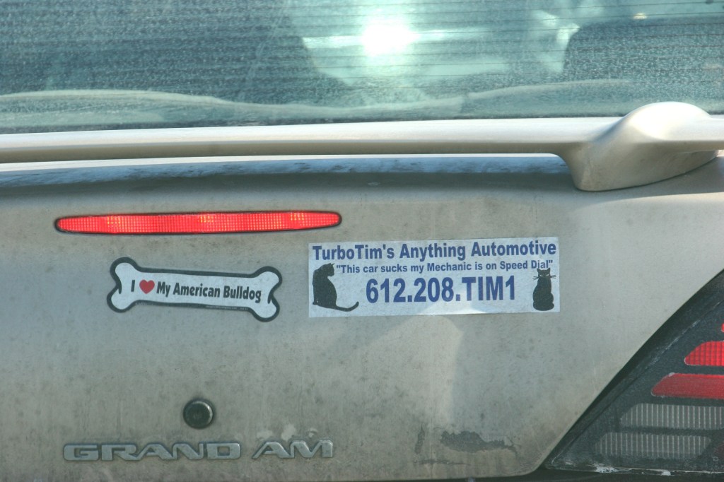 Turbo Tim's Anything Automotive bumper sticker