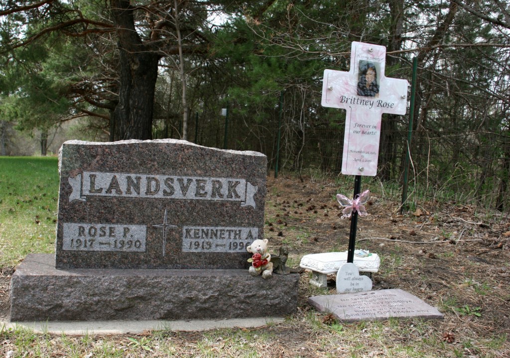 Brittney's memorial is next to her grandparents' grave.