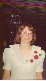 Me in the dress I stitched for prom in 1974, my senior year of high school.