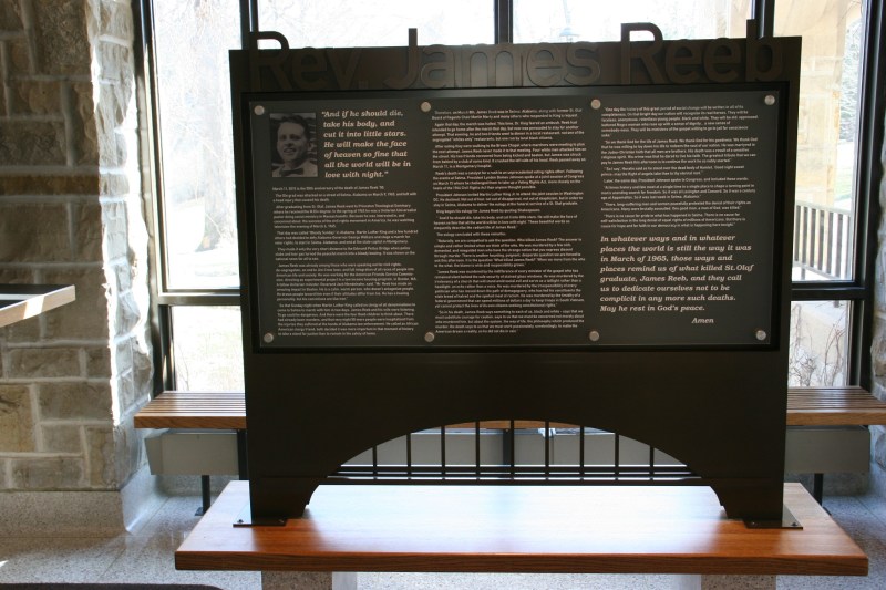 The memorial honoring the Rev. James Reeb was dedicated in March, on the 50th anniversary of his death.