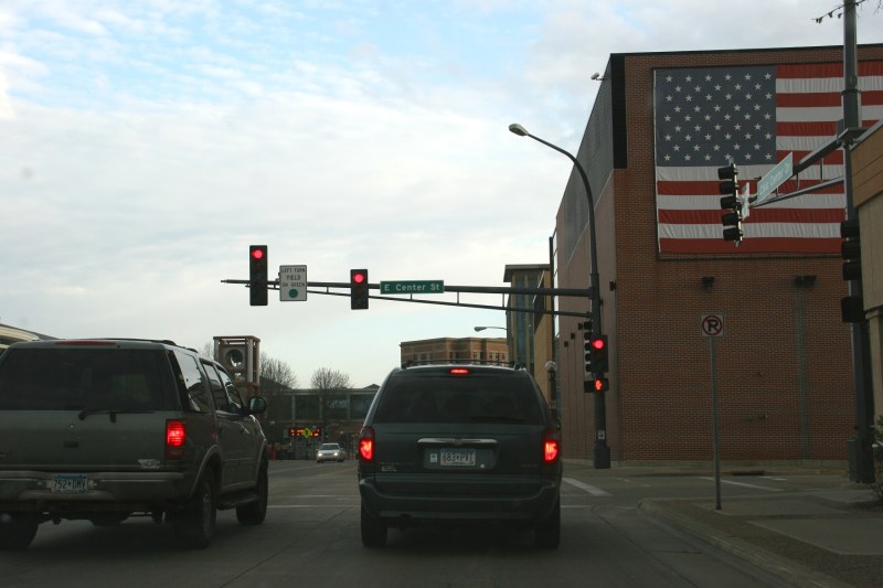 Almost to the theater, left.