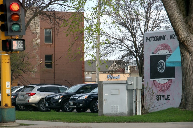 Waiting at a stoplight along Civic Center Drive, I spotted this artwork.