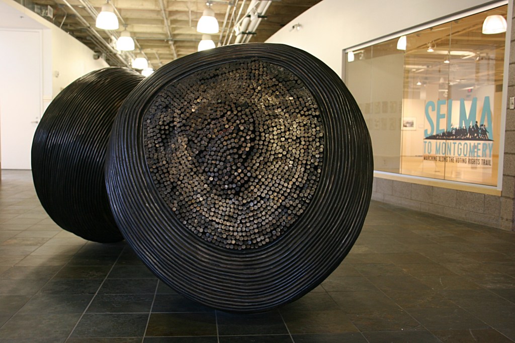 Entering the Flaten Art Museum Atrium, I encountered this mega sculpture just outside the "Selma" exhibit.