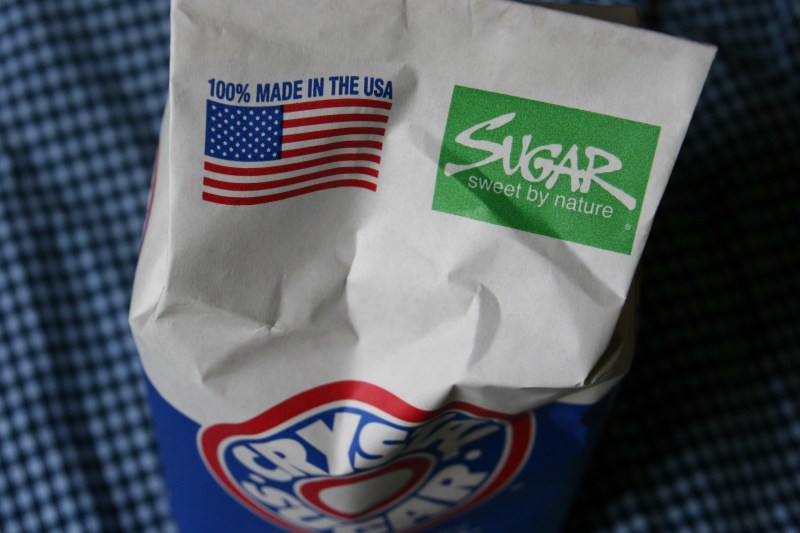 The American flag on a bag of Crystal Sugar.
