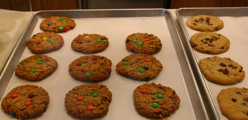All of the cookies sold at Cookies, etc. are made from scratch using secret family recipes, divulged to only a few select employees. Monster cookies are the top seller.