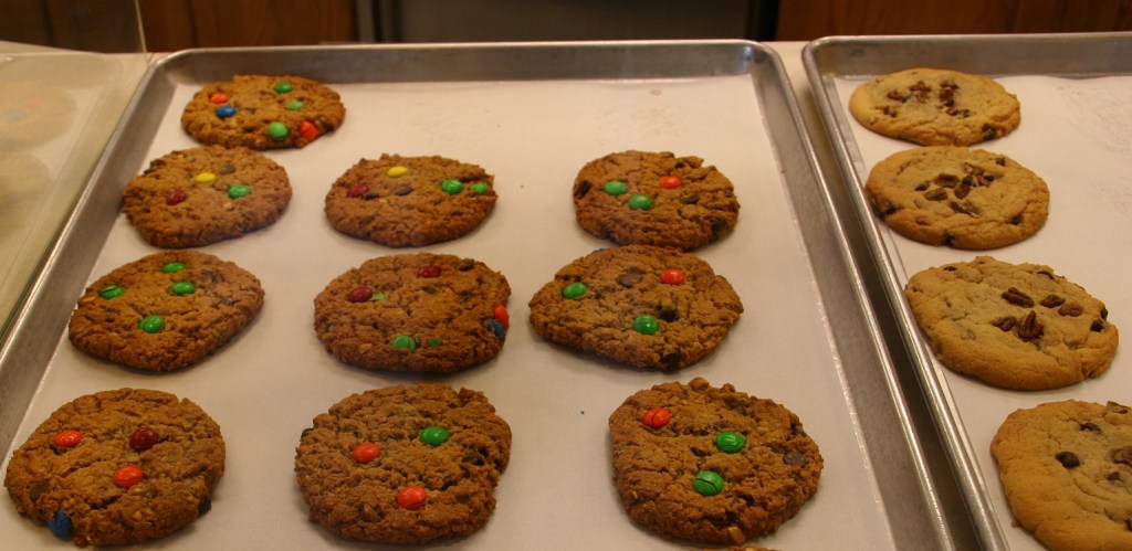 All of the cookies sold at Cookies, etc. are made from scratch using secret family recipes, divulged to only a few select employees. Monster cookies are the top seller.