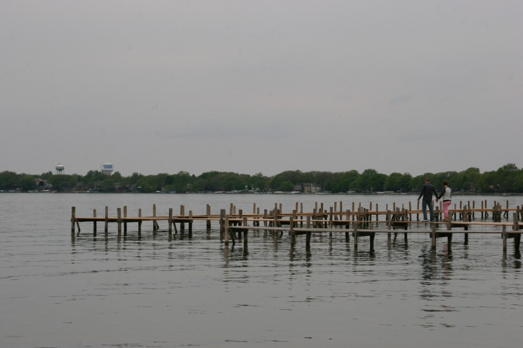 The lake draws visitors here. A park, boat launch, beach and dock are located at the end of Main Avenue.