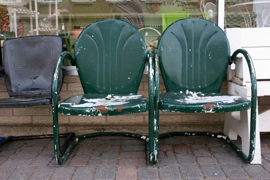 Vintage lawn chairs for sale seem ideal for a local lake home or cabin.