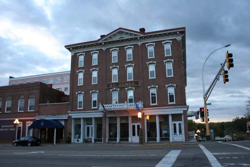 The historic St. James Hotel is a popular dining and overnight destination.