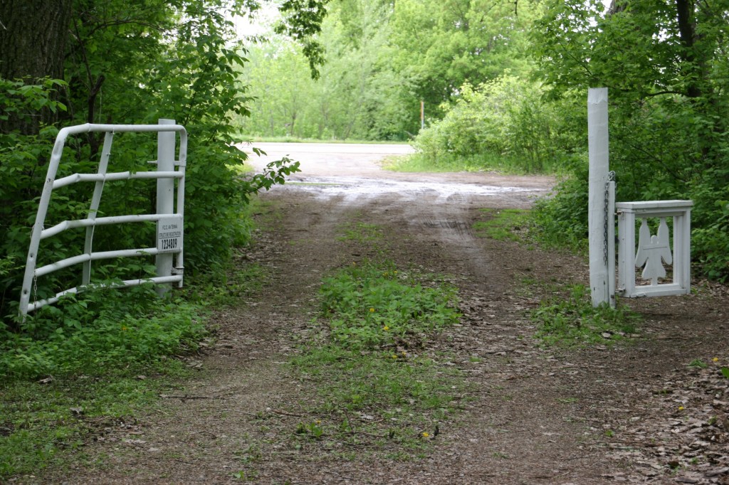 This is looking toward the highway off which the chapel sits atop a hill in a wooded area.