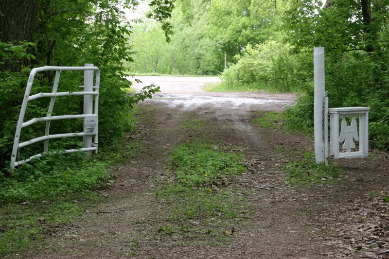 This is looking toward the highway off which the chapel sits atop a hill in a wooded area.