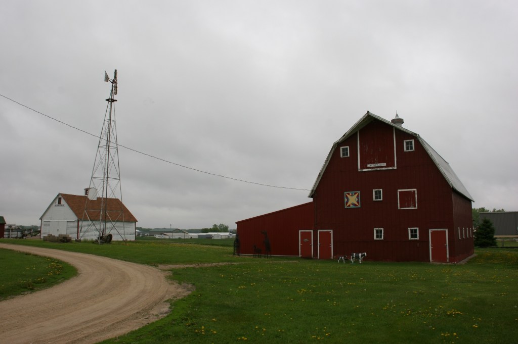 A rural heritage park would not be complete without a barn and windmill.